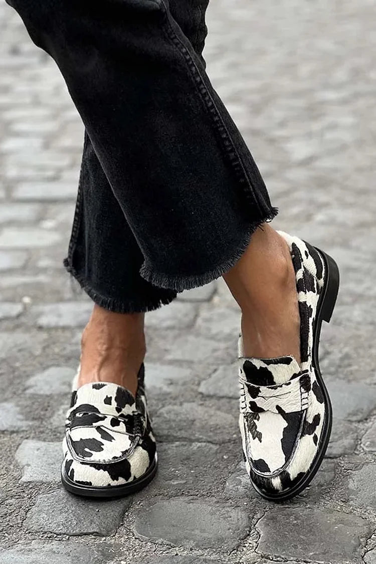 Ava&Rose | COW-PRINT LOAFERS