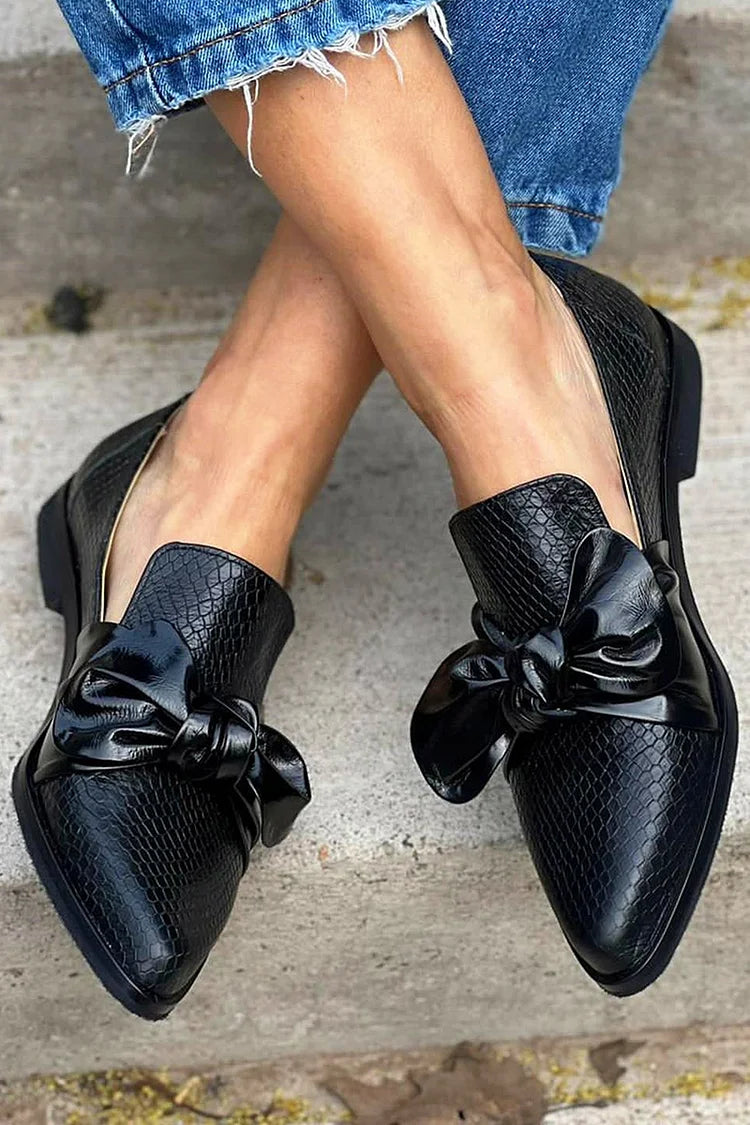 Ava&Rose | BLACK LOAFER WITH SHINY BOW