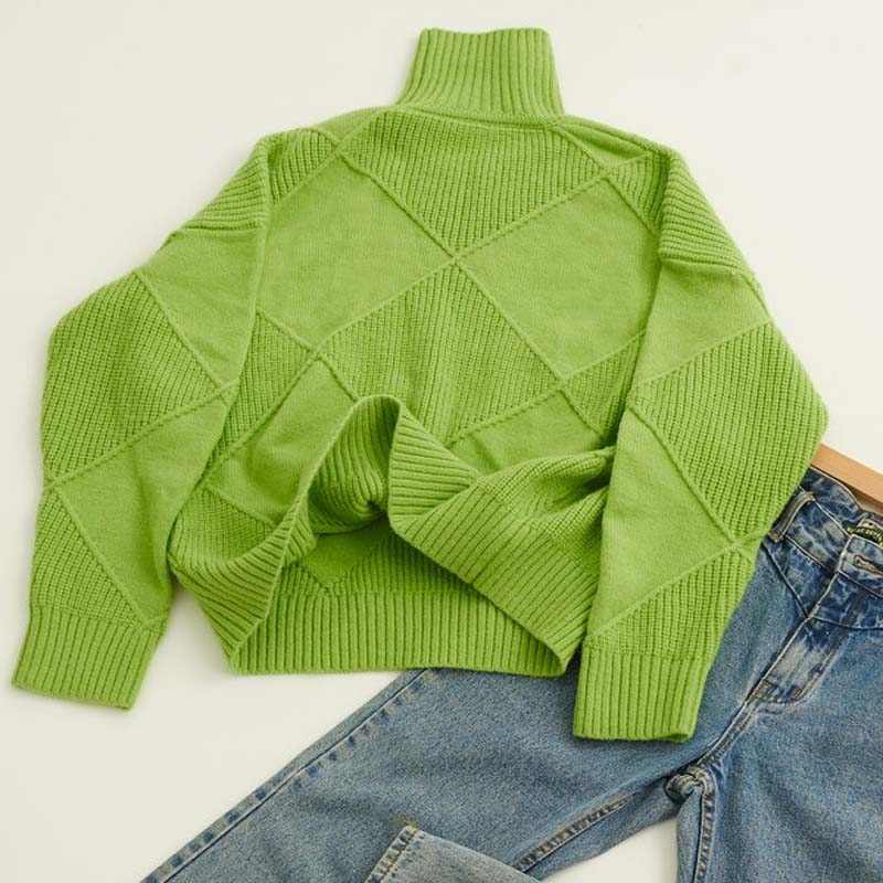 AVA| Textured Turtleneck Knit Sweater
