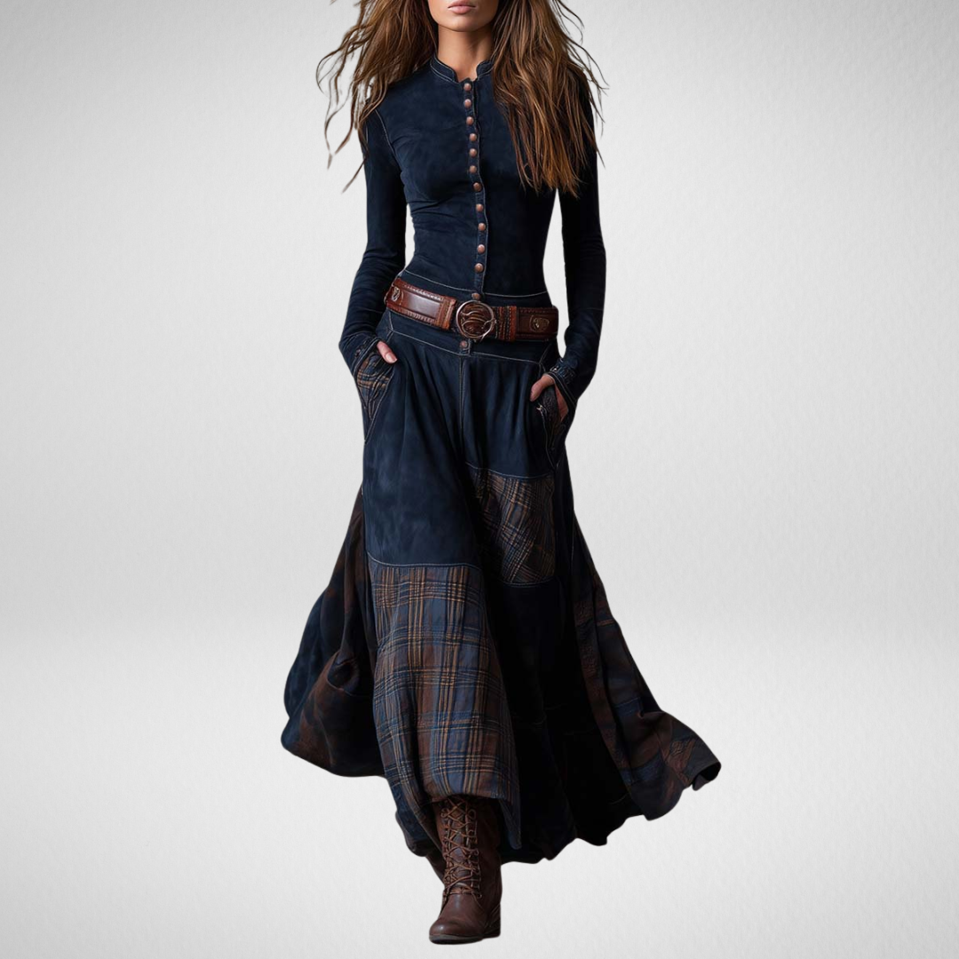 Isabella | Eco-Leather Maxi Dress with Belt