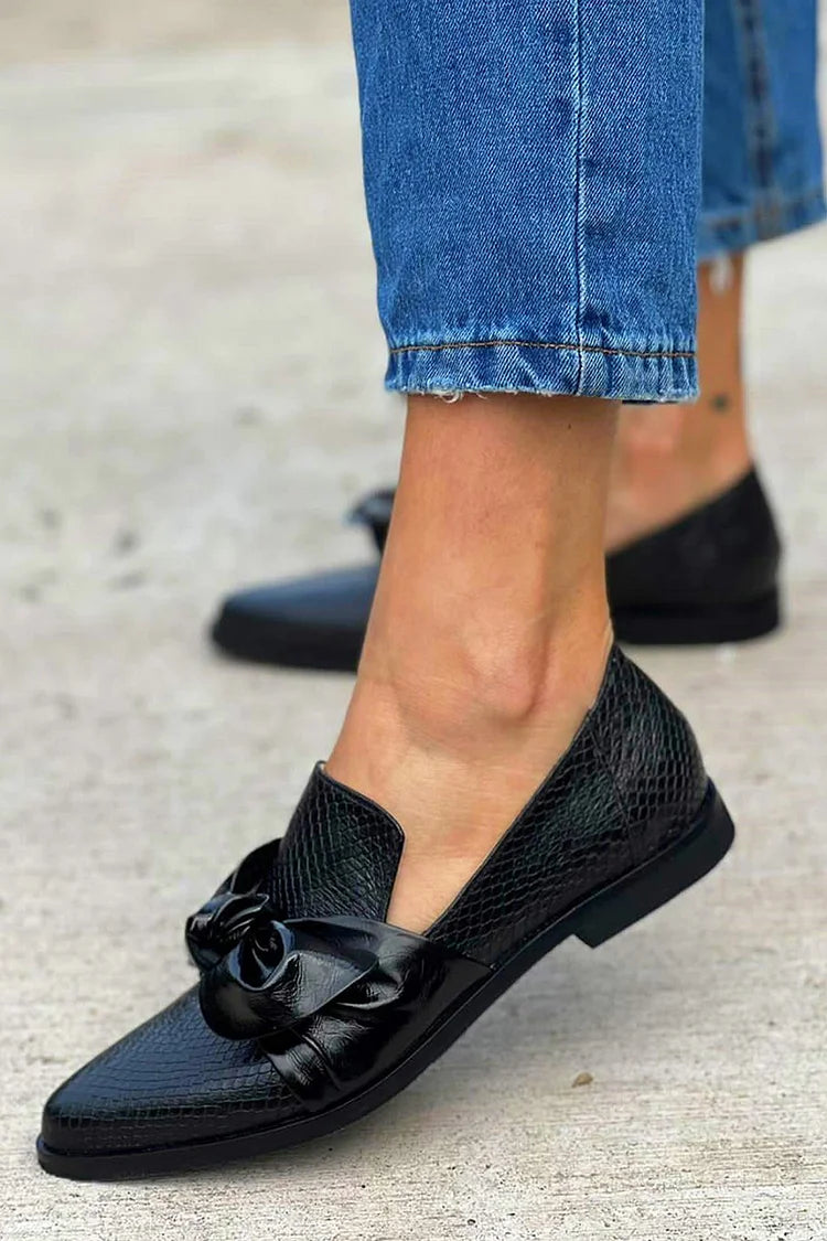 Ava&Rose | BLACK LOAFER WITH SHINY BOW