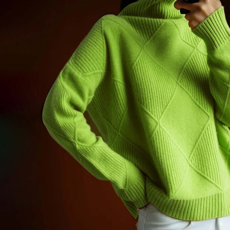 AVA| Textured Turtleneck Knit Sweater