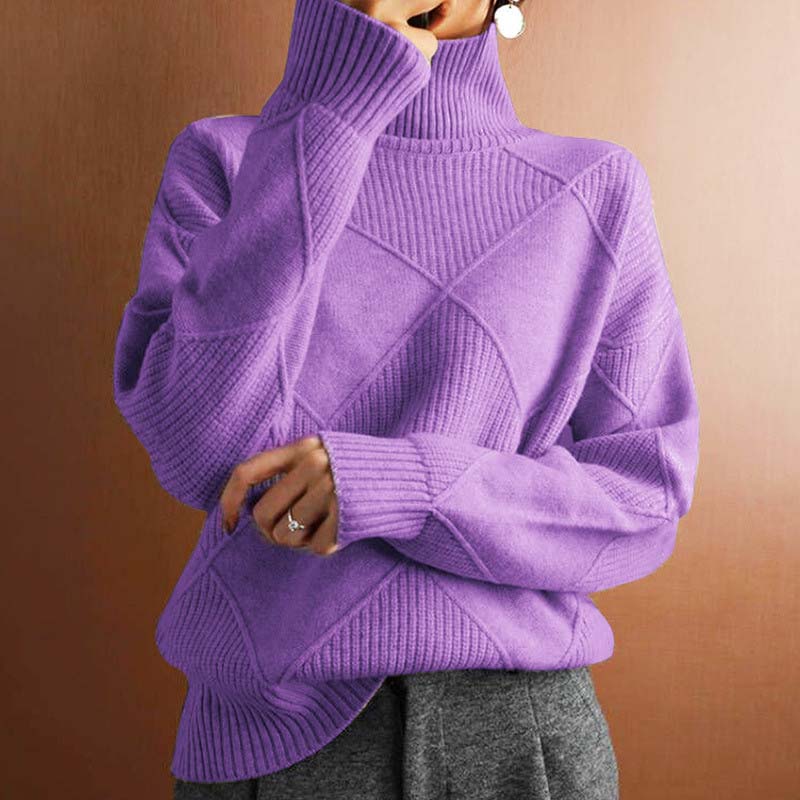 AVA| Textured Turtleneck Knit Sweater