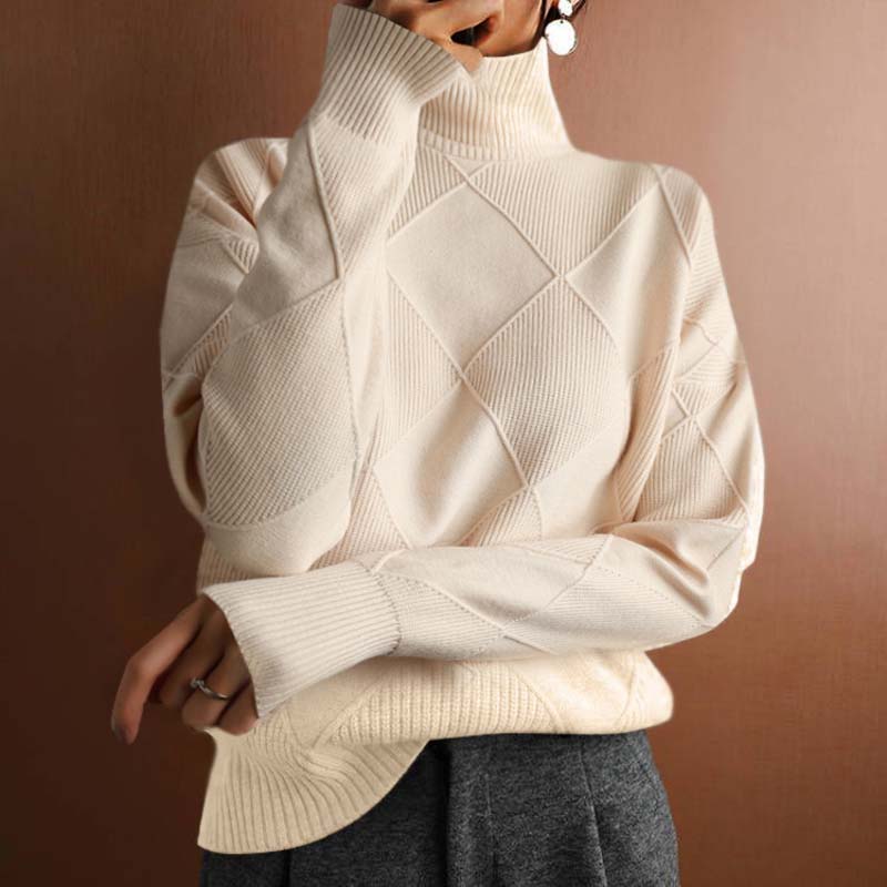 AVA| Textured Turtleneck Knit Sweater
