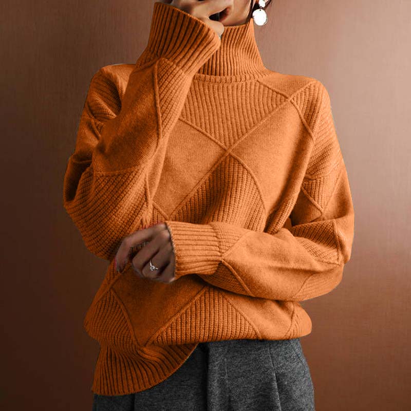 AVA| Textured Turtleneck Knit Sweater