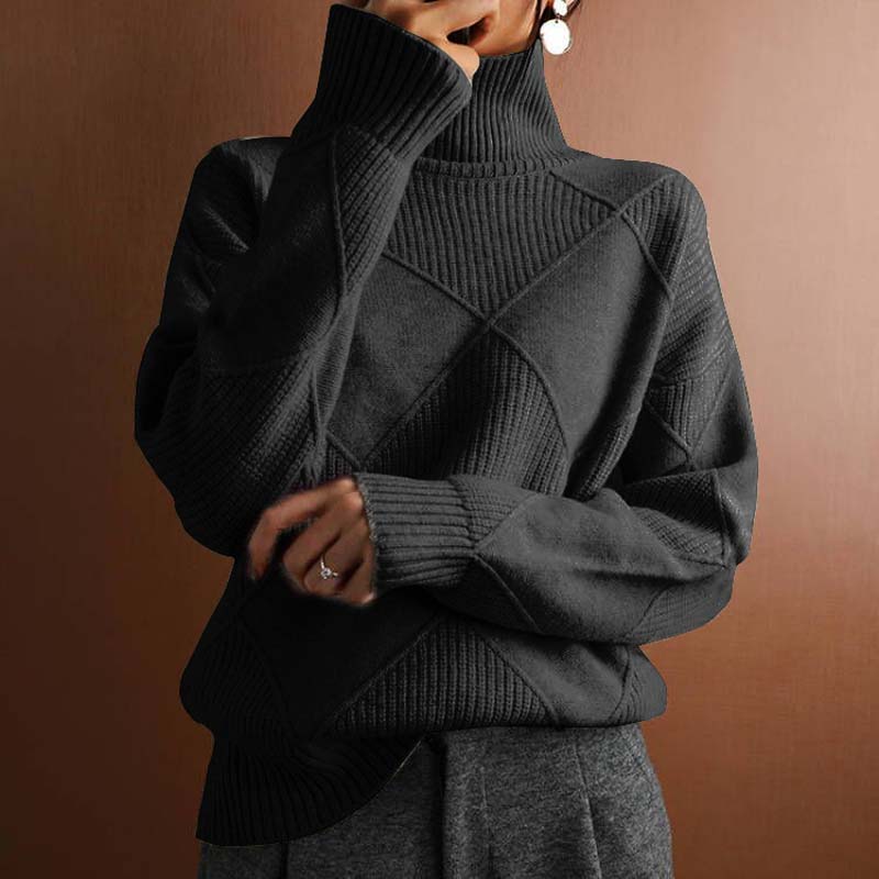 AVA| Textured Turtleneck Knit Sweater