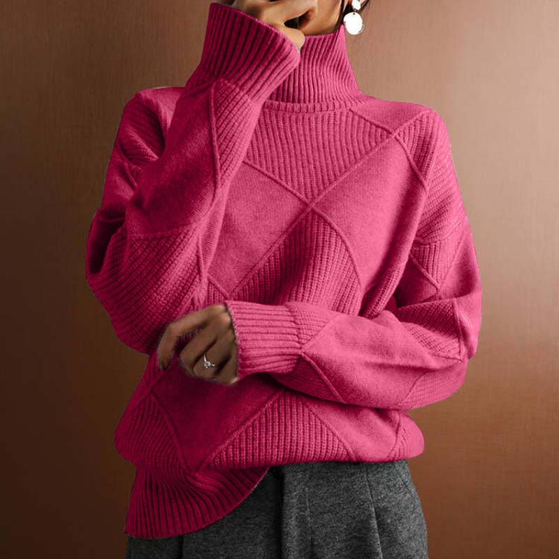 AVA| Textured Turtleneck Knit Sweater