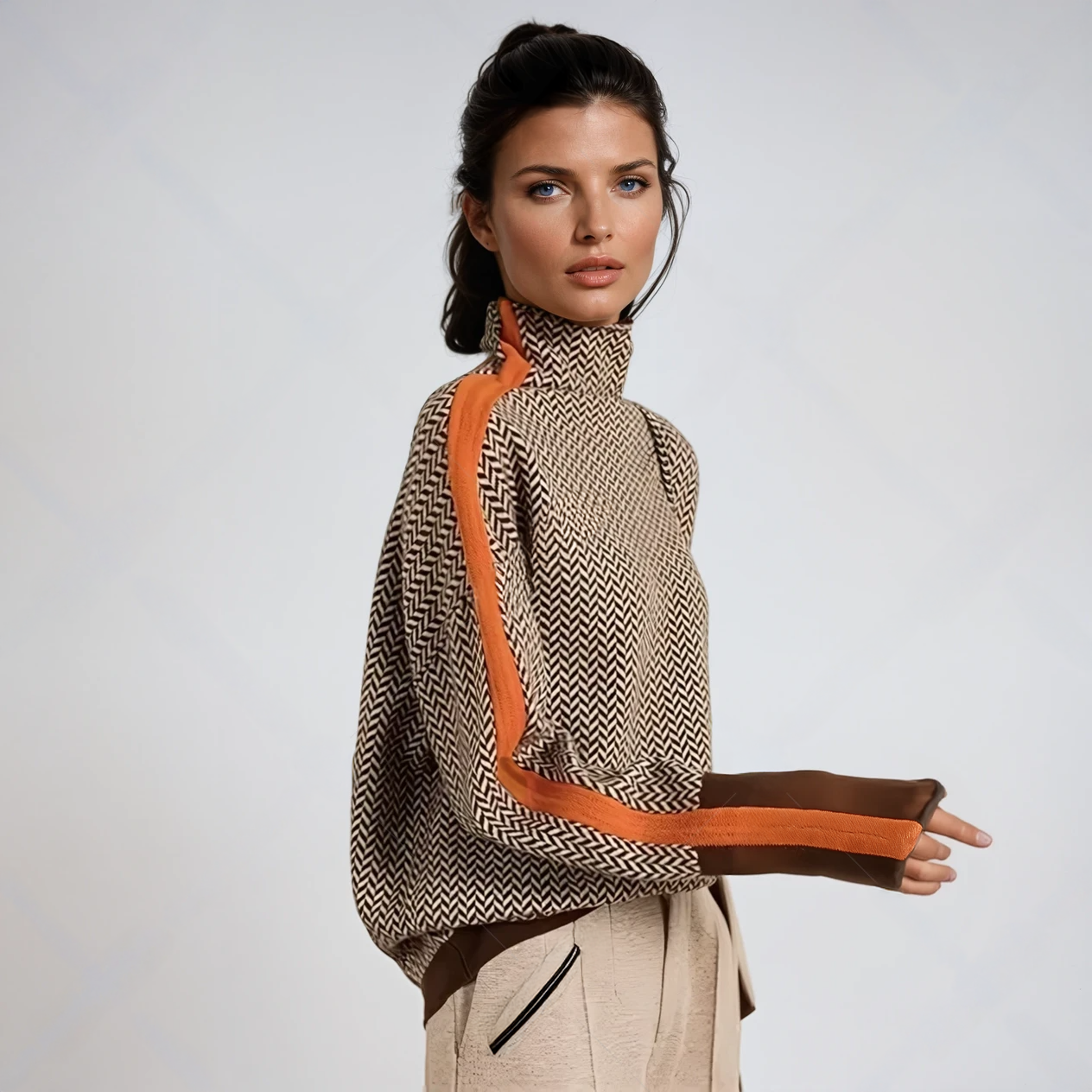 Malou | Bold Stripe High Neck Sweater