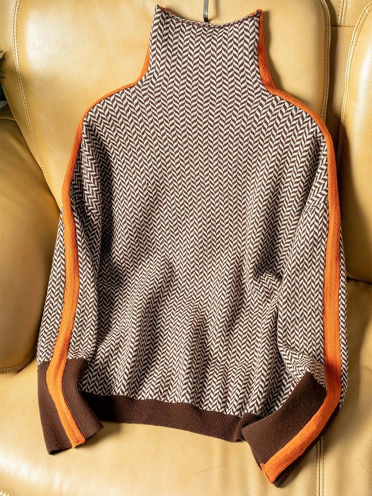 Malou | Bold Stripe High Neck Sweater