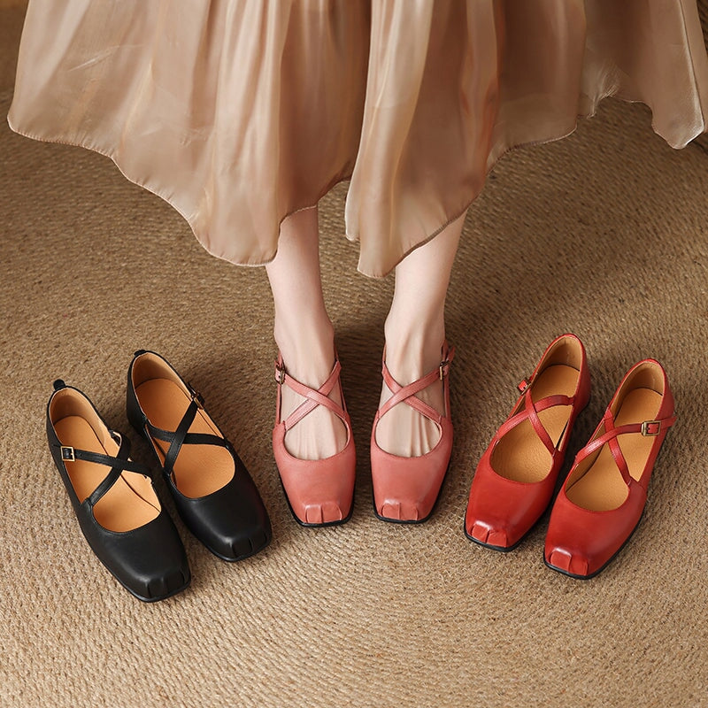 Ava&Rose™| Edith Leather Mary Janes