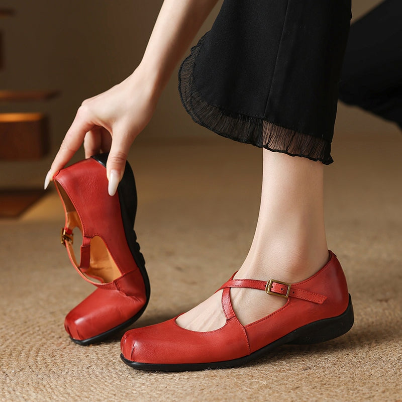 Ava&Rose™| Edith Leather Mary Janes