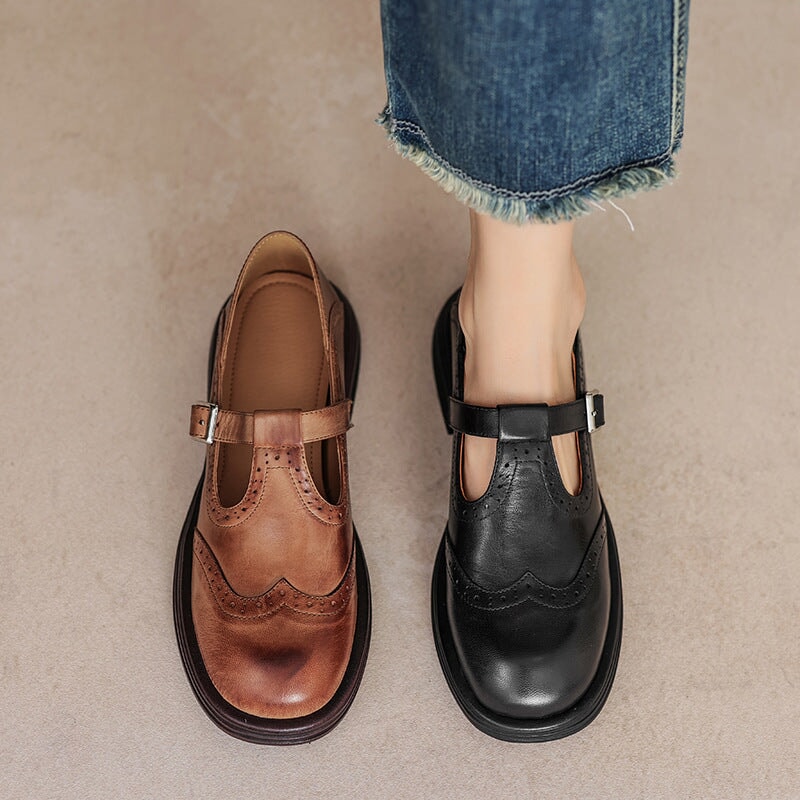 Ava&Rose™| Risla Leather Mary Janes