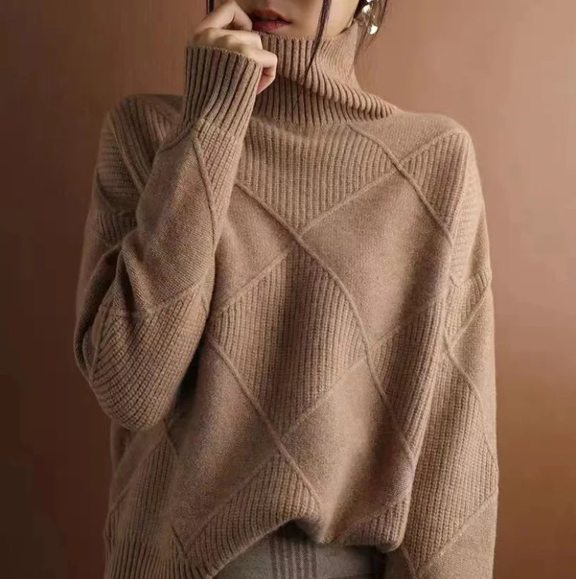 AVA| Textured Turtleneck Knit Sweater