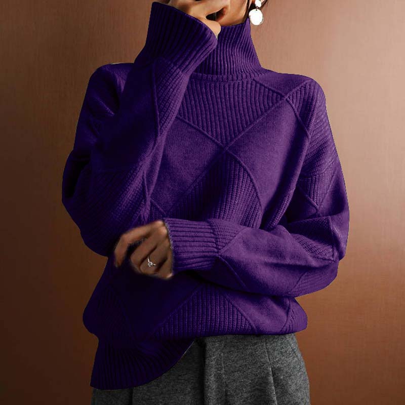 AVA| Textured Turtleneck Knit Sweater