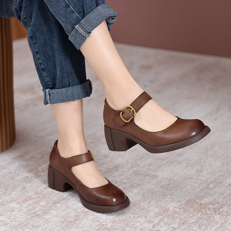 Ava&Rose™| Agnes Leather Mary Janes