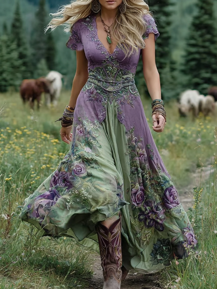 Classy Gradient Purple Lavender And Floral Printed