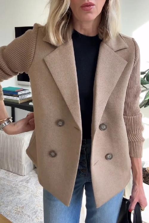Sorelle - Elegant Knit-Sleeve Jacket