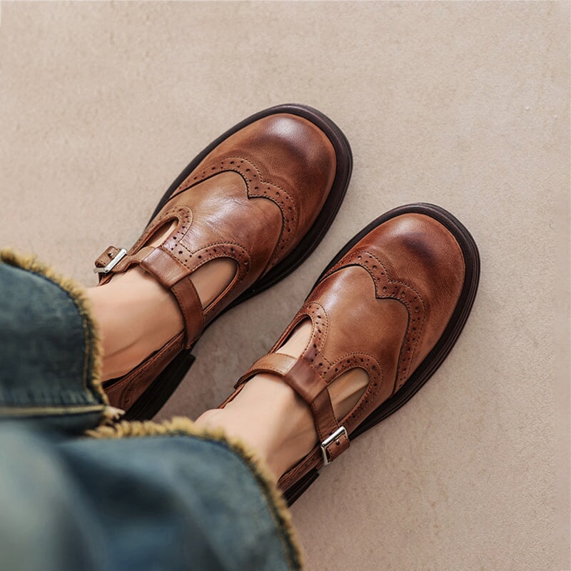 Ava&Rose™| Risla Leather Mary Janes