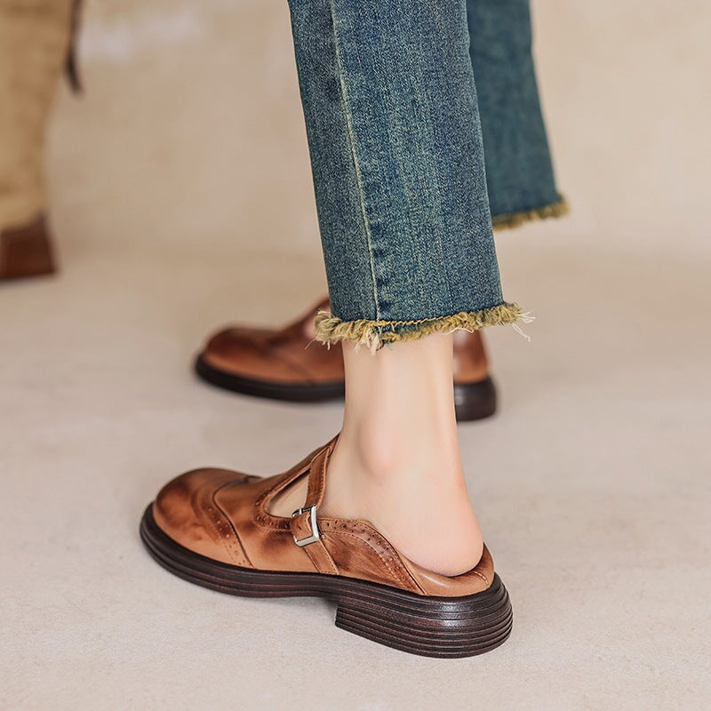 Ava&Rose™| Risla Leather Mary Janes