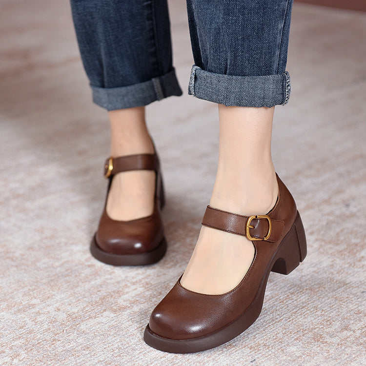 Ava&Rose™| Agnes Leather Mary Janes